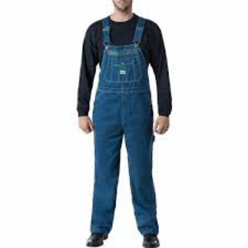 Liberty Blue Denim Overalls with Green Accents